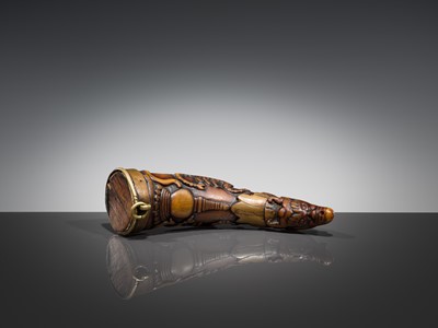 Lot 298 - AN EXORCIST'S HORN CARVED WITH SCORPIONS, TIBET, 18TH CENTURY