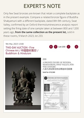 Lot 174 - A SILVER-INLAID COPPER ALLOY FIGURE OF RATNASAMBHAVA, KASHMIR, 7TH-9TH CENTURY