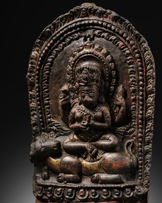 Lot 16 - A RARE COPPER REPOUSSÉ PLAQUE OF VARAHI, 16TH CENTURY