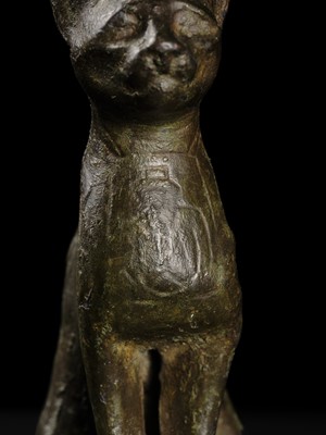 Lot 37 - A SUPERB BRONZE FIGURE OF A CAT, BASTET, LATE PERIOD, DYNASTY XXVI-XXX