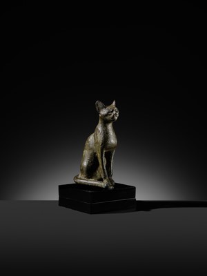 Lot 37 - A SUPERB BRONZE FIGURE OF A CAT, BASTET, LATE PERIOD, DYNASTY XXVI-XXX