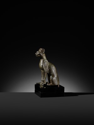 Lot 37 - A SUPERB BRONZE FIGURE OF A CAT, BASTET, LATE PERIOD, DYNASTY XXVI-XXX
