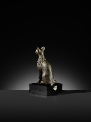 Lot 37 - A SUPERB BRONZE FIGURE OF A CAT, BASTET, LATE PERIOD, DYNASTY XXVI-XXX