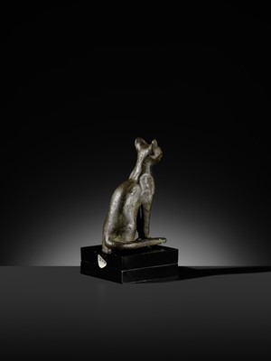 Lot 37 - A SUPERB BRONZE FIGURE OF A CAT, BASTET, LATE PERIOD, DYNASTY XXVI-XXX