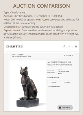 Lot 37 - A SUPERB BRONZE FIGURE OF A CAT, BASTET, LATE PERIOD, DYNASTY XXVI-XXX