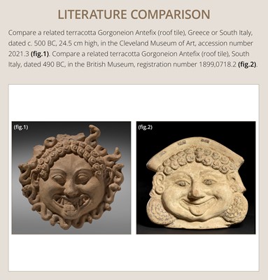 Lot 80 - A TERRACOTTA GORGONEION ANTEFIX