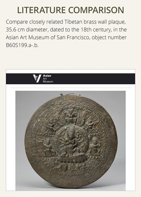 Lot 304 - A BRONZE REPOUSSÉ ‘WRATHFUL DEITY’ VOTIVE PLAQUE, TIBET, 18TH-19TH CENTURY