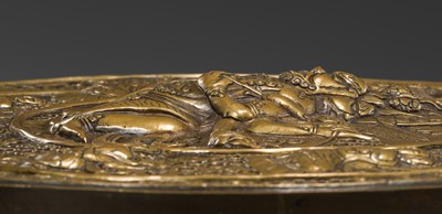 Lot 304 - A BRONZE REPOUSSÉ ‘WRATHFUL DEITY’ VOTIVE PLAQUE, TIBET, 18TH-19TH CENTURY