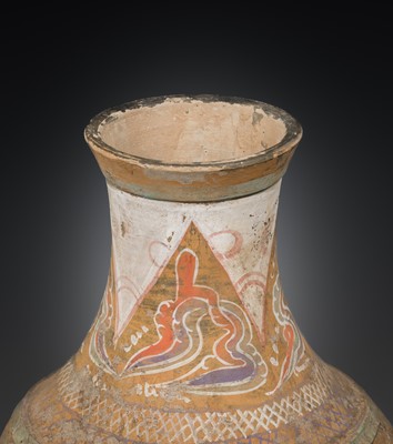 Lot 532 - A PAINTED POTTERY VASE, HU, HAN DYNASTY
