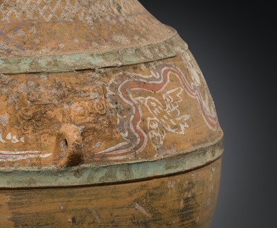 Lot 532 - A PAINTED POTTERY VASE, HU, HAN DYNASTY