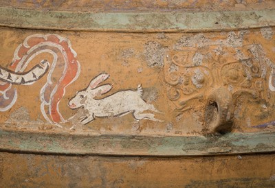 Lot 532 - A PAINTED POTTERY VASE, HU, HAN DYNASTY
