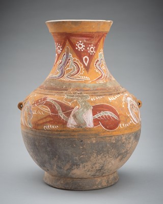 A PAINTED POTTERY VASE, HU, HAN DYNASTY