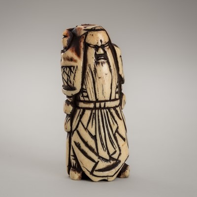 Lot 1260 - A SMALL ANTLER NETSUKE OF KAN’U