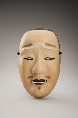 Lot 90 - A LACQUERED WOOD NOH MASK OF CHUJO