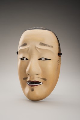 Lot 90 - A LACQUERED WOOD NOH MASK OF CHUJO