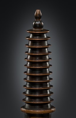 Lot 1105 - TWO COPPER-ALLOY STUPA ‘PARASOL’ FINIALS, 18TH-19TH CENTURY OR EARLIER