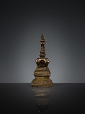 Lot 299 - A BRONZE STUPA, TIBET, 17TH - 18TH CENTURY