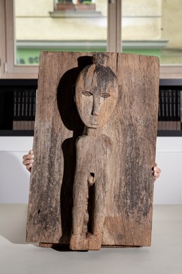 Lot 228 - A JACKFRUIT WOOD FIGURAL DOOR, LIANG BATU, SA’DAN TORAJA, SULAWESI