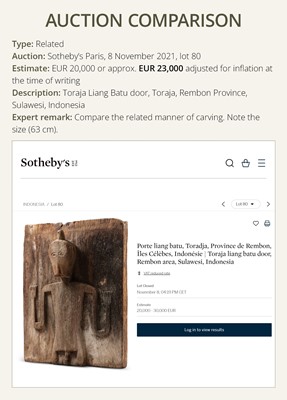Lot 228 - A JACKFRUIT WOOD FIGURAL DOOR, LIANG BATU, SA’DAN TORAJA, SULAWESI
