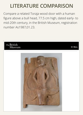 Lot 228 - A JACKFRUIT WOOD FIGURAL DOOR, LIANG BATU, SA’DAN TORAJA, SULAWESI