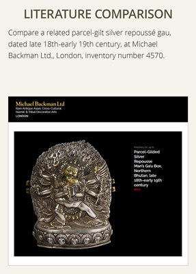Lot 306 - A PARCEL-GILT SILVER REPOUSSÉ GAU DEPICTING VAJRABHAIRAVA, BHUTAN, 18TH-19TH CENTURY