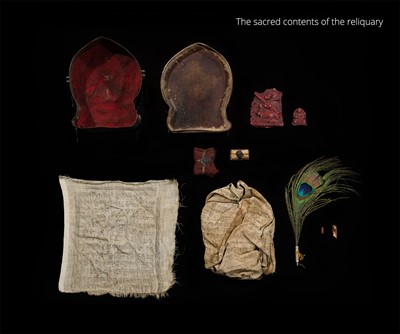 Lot 306 - A PARCEL-GILT SILVER REPOUSSÉ GAU DEPICTING VAJRABHAIRAVA, BHUTAN, 18TH-19TH CENTURY