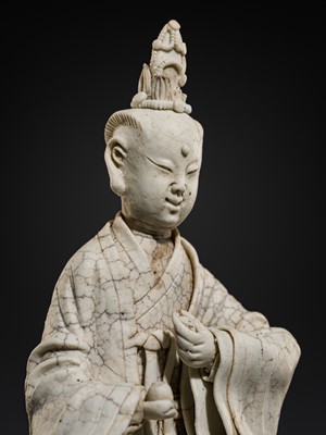 Lot 253 - A RARE QINGBAI PARTIALLY-GLAZED FIGURE OF A DAOIST SAGE, SOUTHERN SONG DYNASTY, 13TH CENTURY