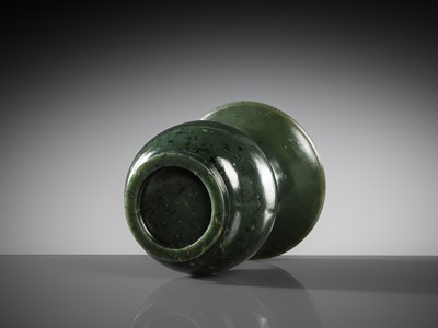 A SPINACH-GREEN JADE ZHADOU, LATE MING TO EARLY QING