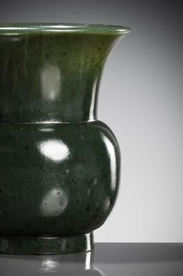 A SPINACH-GREEN JADE ZHADOU, LATE MING TO EARLY QING