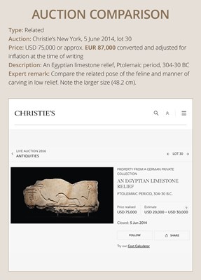 Lot 25 - AN EXCEPTIONALLY RARE RELIEF FRAGMENT OF A PHANTOM HOUND, LATE PERIOD, DYNASTY XXVI (SAITE)