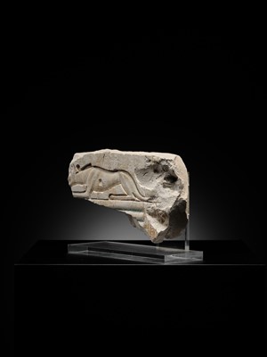 Lot 25 - AN EXCEPTIONALLY RARE RELIEF FRAGMENT OF A PHANTOM HOUND, LATE PERIOD, DYNASTY XXVI (SAITE)