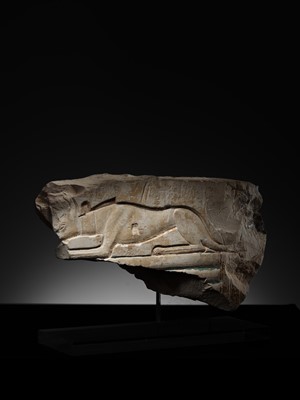 Lot 25 - AN EXCEPTIONALLY RARE RELIEF FRAGMENT OF A PHANTOM HOUND, LATE PERIOD, DYNASTY XXVI (SAITE)
