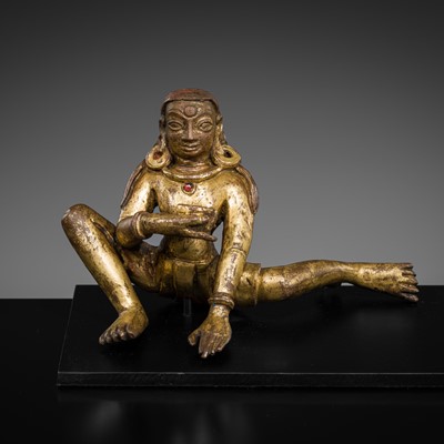 Lot 281 - A GILT BRONZE FIGURE OF A DAKINI, TIBET, 15TH-16TH CENTURY