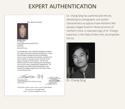 A FINE LIMESTONE HEAD OF BUDDHA, LATE NORTHERN WEI DYNASTY, 6TH CENTURY