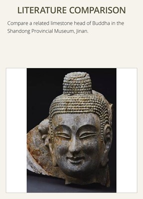 A FINE LIMESTONE HEAD OF BUDDHA, LATE NORTHERN WEI DYNASTY, 6TH CENTURY