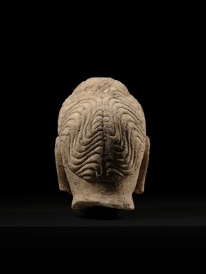 Lot 51 - A MARBLE HEAD OF BUDDHA, TANG DYNASTY