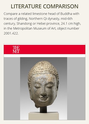 Lot 50 - A RARE AND MAGNIFICENT GILT GREEN MARBLE HEAD OF BUDDHA, NORTHERN QI DYNASTY, 550-577