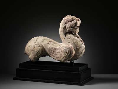 Lot 33 - A WHITE MARBLE FIGURE OF A BIXIE, HAN DYNASTY