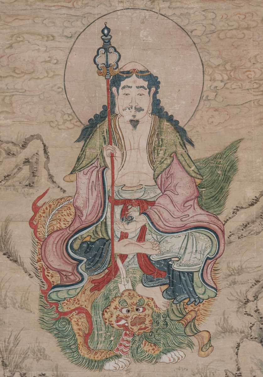 Lot 30 - ‘MANJUSHRI SEATED ON A LION’, QING DYNASTY, 18TH CENTURY