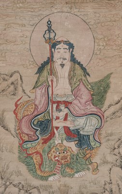 Lot 30 - ‘MANJUSHRI SEATED ON A LION’, QING DYNASTY, 18TH CENTURY