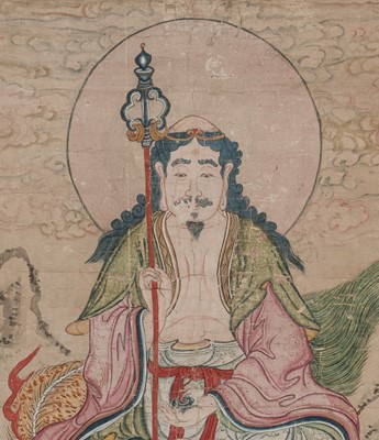 Lot 30 - ‘MANJUSHRI SEATED ON A LION’, QING DYNASTY, 18TH CENTURY