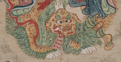 Lot 30 - ‘MANJUSHRI SEATED ON A LION’, QING DYNASTY, 18TH CENTURY