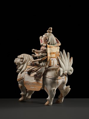 Lot 156 - A RARE AND FINE POLYCHROME WOOD FIGURE OF