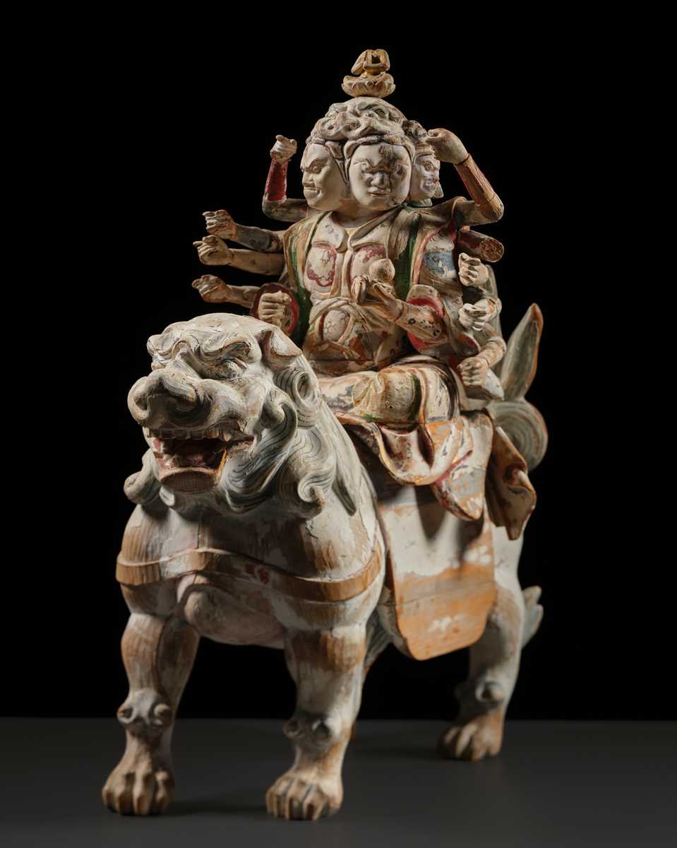 B*S様 木製 多腕の神像 約56cm Lot 156 - A RARE AND FINE POLYCHROME WOOD FIGURE OF