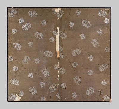 AN EXCEPTIONALLY RARE AND IMPRESSIVE TWO-PANEL BYOBU SCREEN DEPICTING NIO GUARDIANS, KAMAKURA TO EARLY MUROMACHI