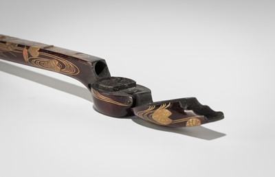 Lot 298 - IKEDA TAISHIN: A FINE GOLD-LACQUERED WOOD YATATE WITH INKCAKE AND BRUSH