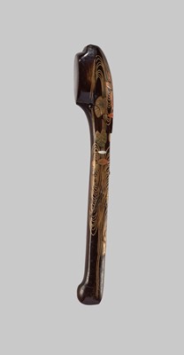 Lot 298 - IKEDA TAISHIN: A FINE GOLD-LACQUERED WOOD YATATE WITH INKCAKE AND BRUSH