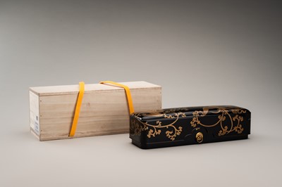 Lot 125 - A BLACK-LACQUER FUBAKO (DOCUMENT BOX) WITH HO-O BIRDS
