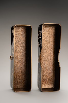Lot 125 - A BLACK-LACQUER FUBAKO (DOCUMENT BOX) WITH HO-O BIRDS