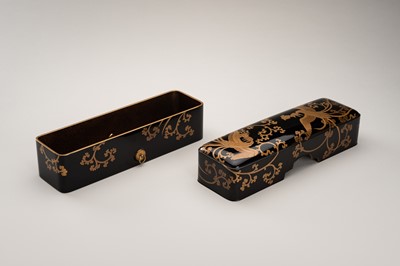Lot 125 - A BLACK-LACQUER FUBAKO (DOCUMENT BOX) WITH HO-O BIRDS
